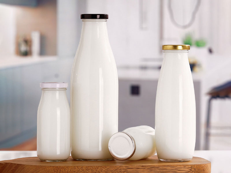 Glass Milk Bottles With Lids 200ml 250ml 500ml 1000ml