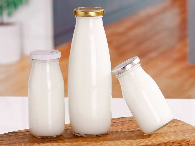 Glass Milk Bottles With Lids 200ml 250ml 500ml 1000ml