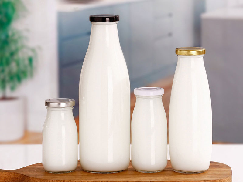 Glass Milk Bottles With Lids 200ml 250ml 500ml 1000ml