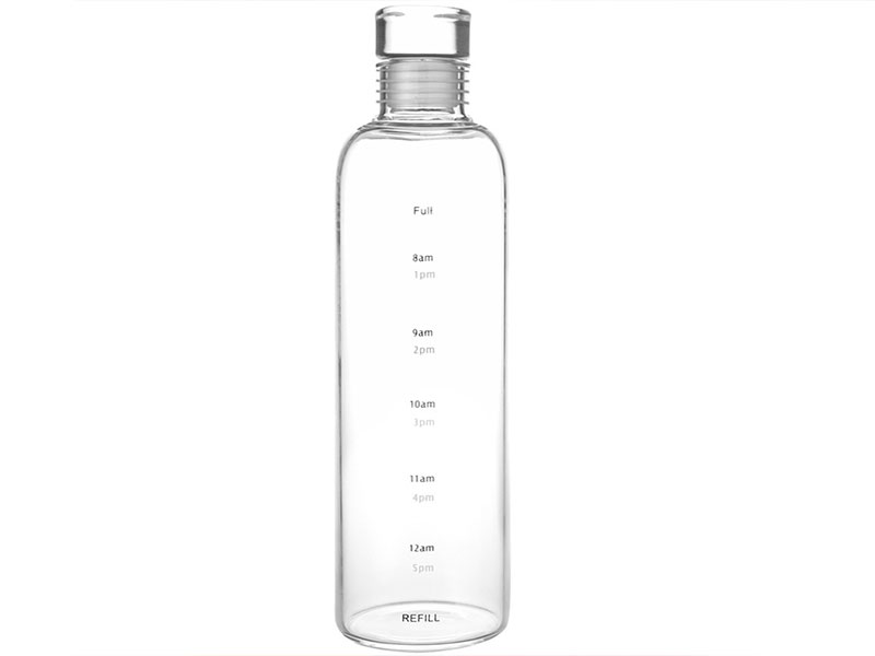 Glass Water Bottle With Time Markings 500ml 700ml