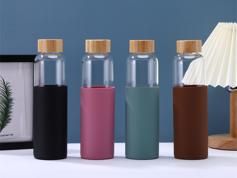 Glass Water Bottle with Bamboo Lid