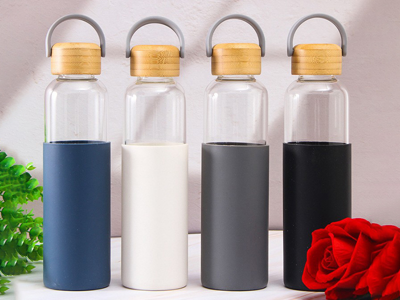 Glass Water Bottle with Bamboo Lid