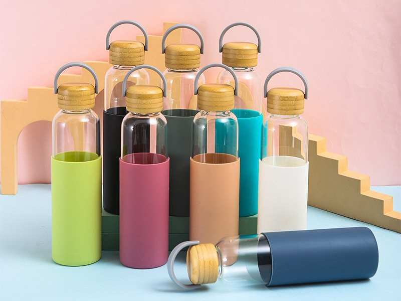 Glass Water Bottle with Bamboo Lid