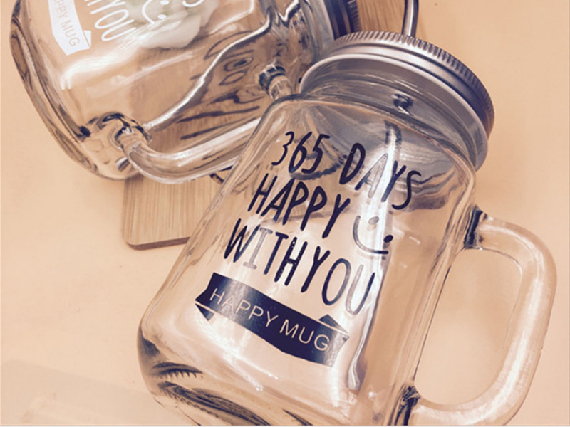 Mason Jar with Handle and Straw