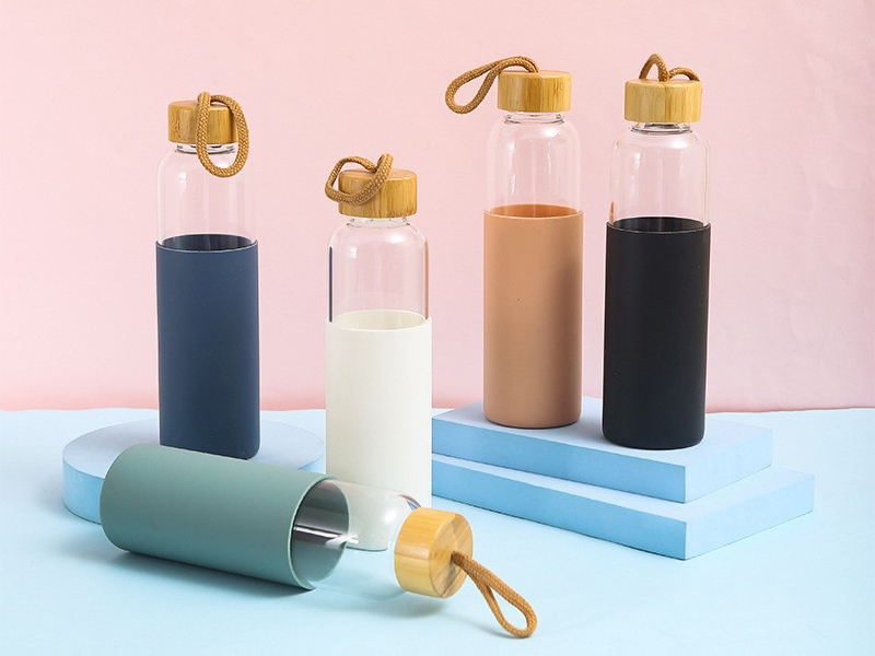 Glass Water Bottle with Bamboo Lid