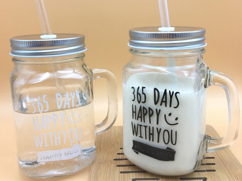 Mason Jar with Handle and Straw