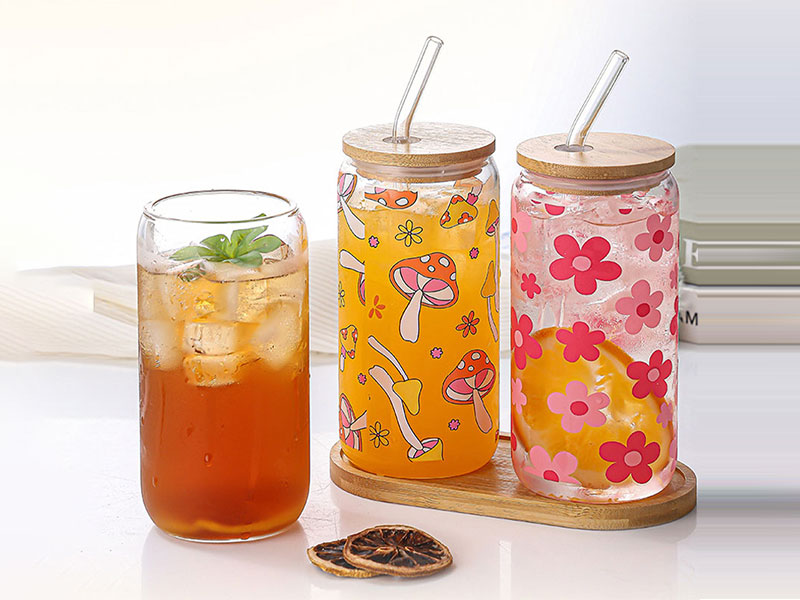 Glass Drink Bottle with Straw