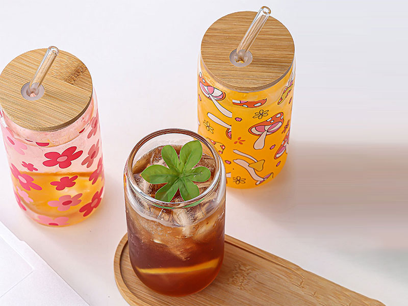 Glass Drink Bottle with Straw