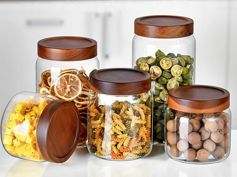 Glass Containers with Wood Lids