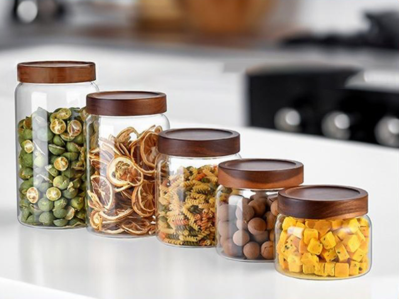 Glass Containers with Wood Lids