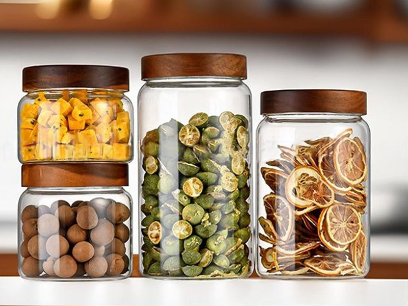 Glass Containers with Wood Lids