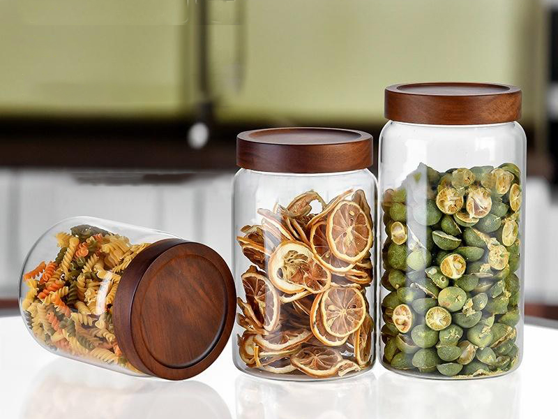 Glass Containers with Wood Lids