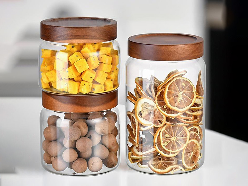 Glass Containers with Wood Lids