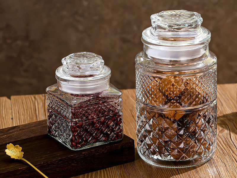 Embossed Glass Jar