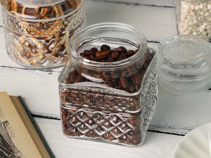 Embossed Glass Jar