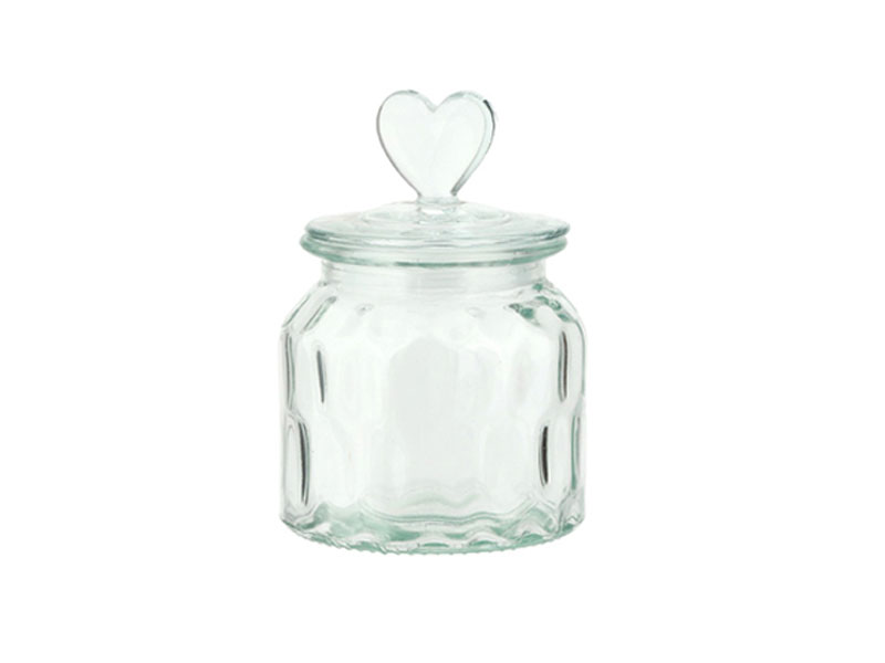 Glass Heart Shaped Jar with Lid 650ml 1000ml 1350ml