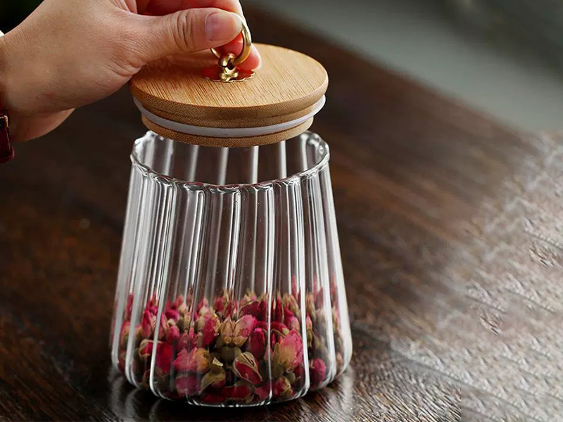 Glass Cookie Jar with Wood Lid