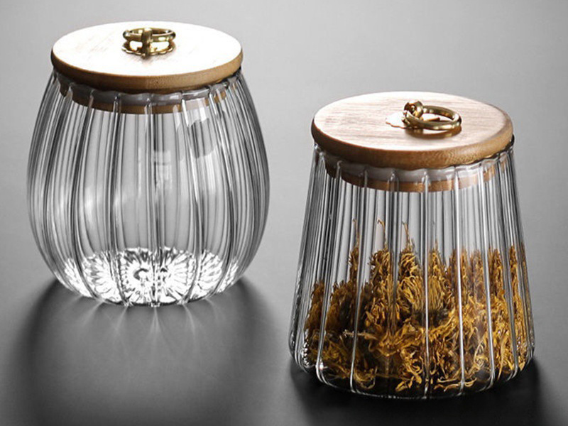 Glass Cookie Jar with Wood Lid