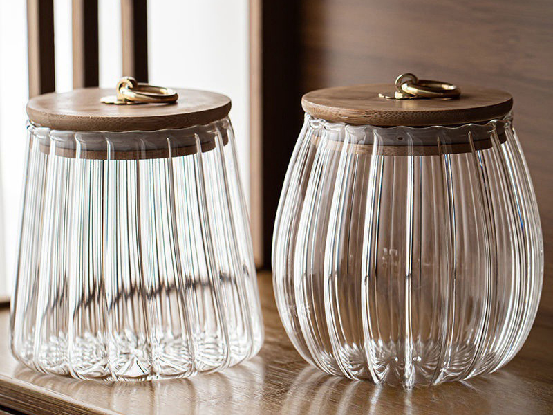 Glass Cookie Jar with Wood Lid