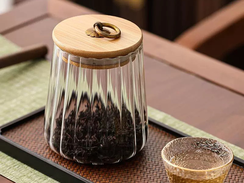 Glass Cookie Jar with Wood Lid