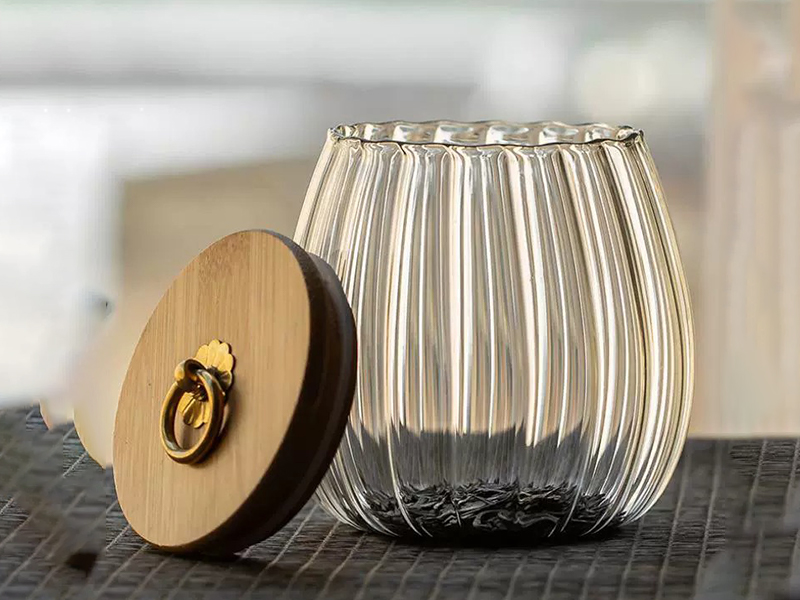 Glass Cookie Jar with Wood Lid